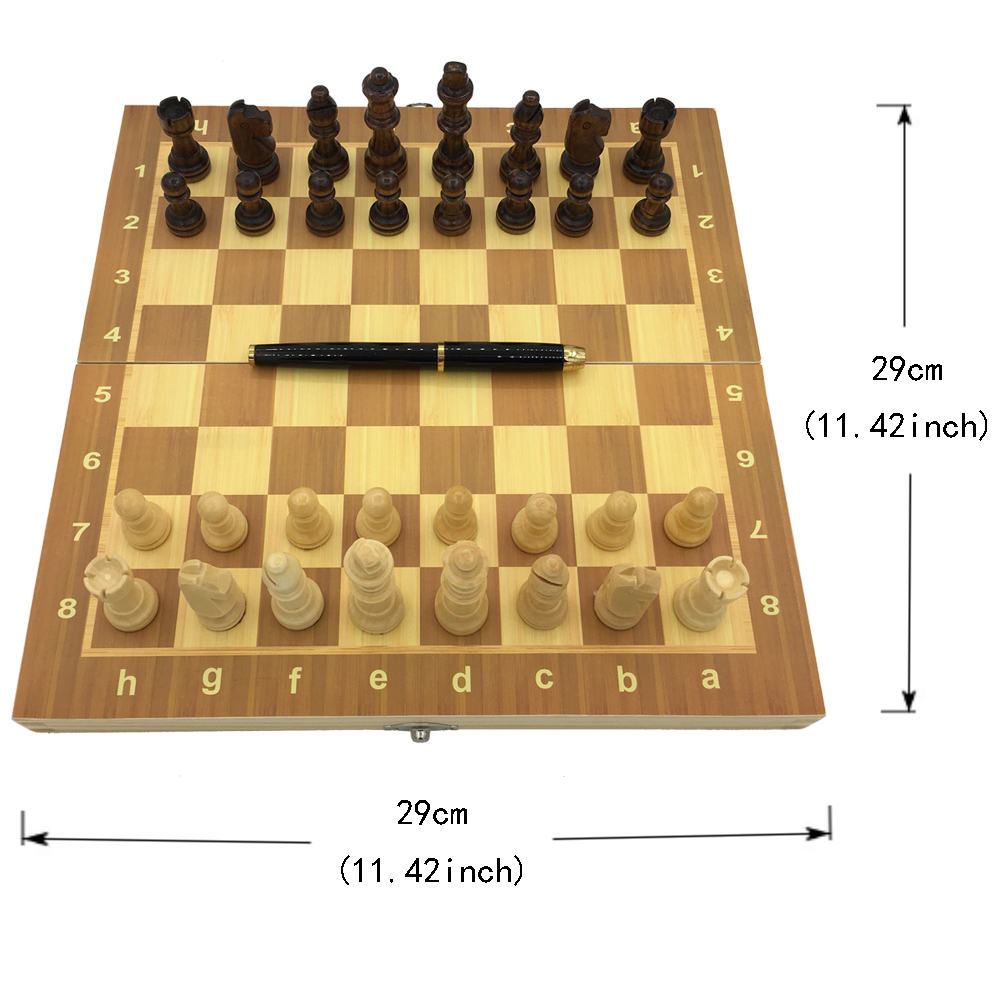 Wooden Chess Set Folding Chessboard With Chess Board Size 29 Cm X 29 Cm Children Gift