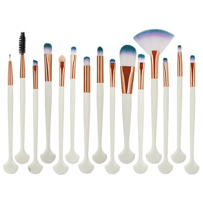 

New arrival MAANGE 15Pcs shell makeup brush Kit Eyeshadow Brow Eyeliner Eye Lashes Lip Foundation Power Cosmetic Make Up Brush Beauty Tool