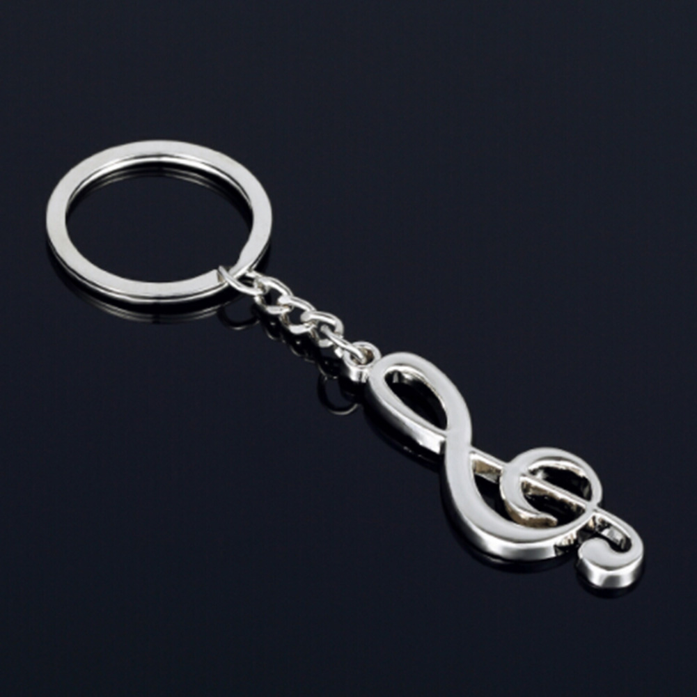 Vente chaude Nouvelle porte-clés porte-clés argenté plaqué musical Note musicale Keychain pour les chaînes de symboles de musique en métal de voi