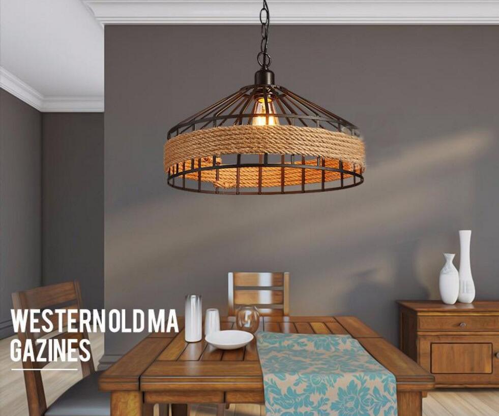 

Loft vintage rope pendant Lamp Iron Retro lighting fixtures Industrial style vintage edison pendant lights lamparas de techo Restaurant bar