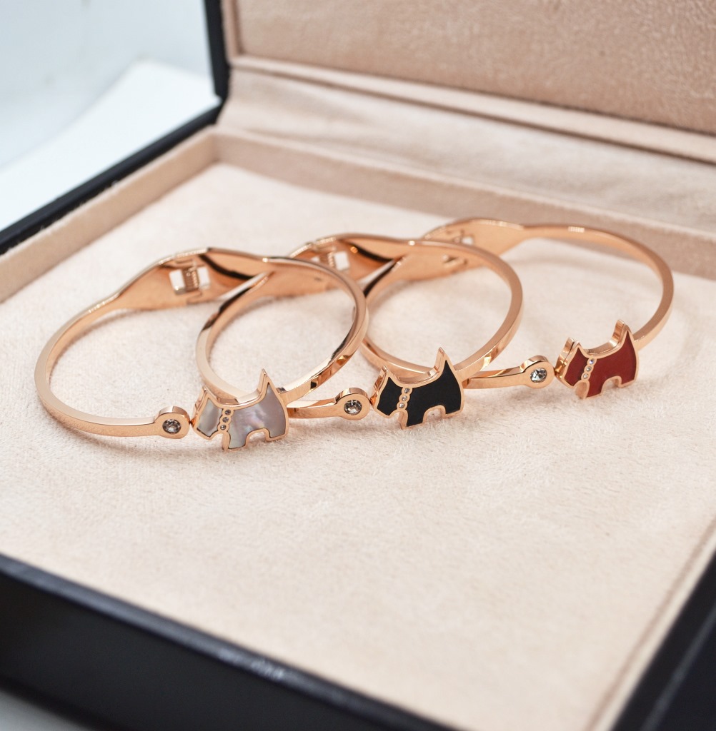 

2022 Lovely Dog Cuff Bangle, Gift Jewelry Rose gold color Titanium Steel Cubic Zirconia Bangle/Bracelet ,fashion woman bangle
