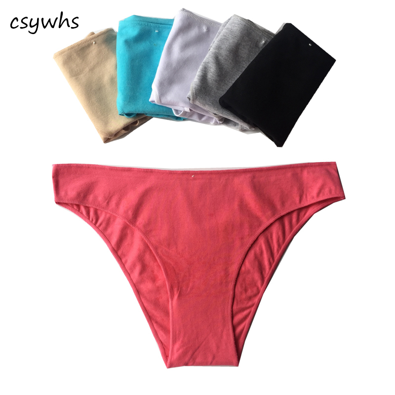 CSYWHS Cotton Briefs Womens Panties Lot Low Waist Panty Underwear Solid Pure Color Sexy Briefs for Girls 5pcs/lot M L XL