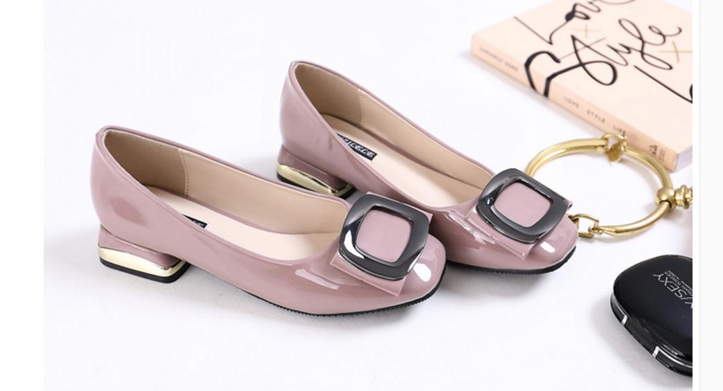 

Free send Hot 2018 spring new tyle Single shoes square head big size 41-43 women's Coarse heel shoes, Blue