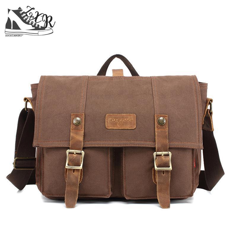 Men/'s Vintage Crazy Horse Leather Hiking Leisure Barrel Messenger Bag