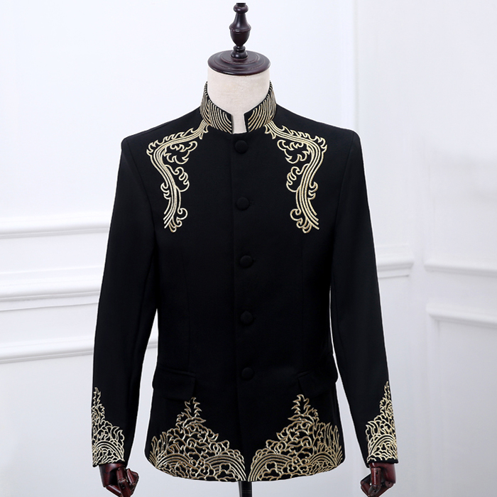 

Chinese style perfume masculino mens stage show dress suit terno masculino auspicious clouds theatrical costumes jacket+pants, Red