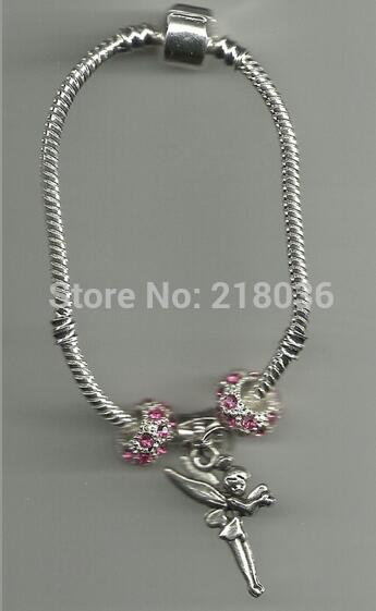 

10PCS Vintage Silver Angel Charm Bracelets Crystal Copper Snake Chain Braclets &Bangles DIY Jewelry Fashion Valentine's Gift new N2052