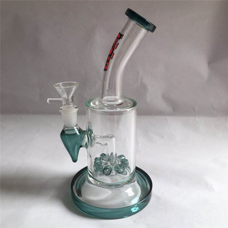 

Hot bubbler portable drilling rig glass bong glass smoking pipe wate pipe bongs with 8 perc 14mm male joint (GB-379)