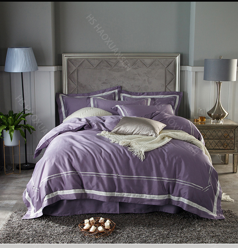 Hs 100 Cotton Comforter Bedding Sets Plain Embroidery Broadside