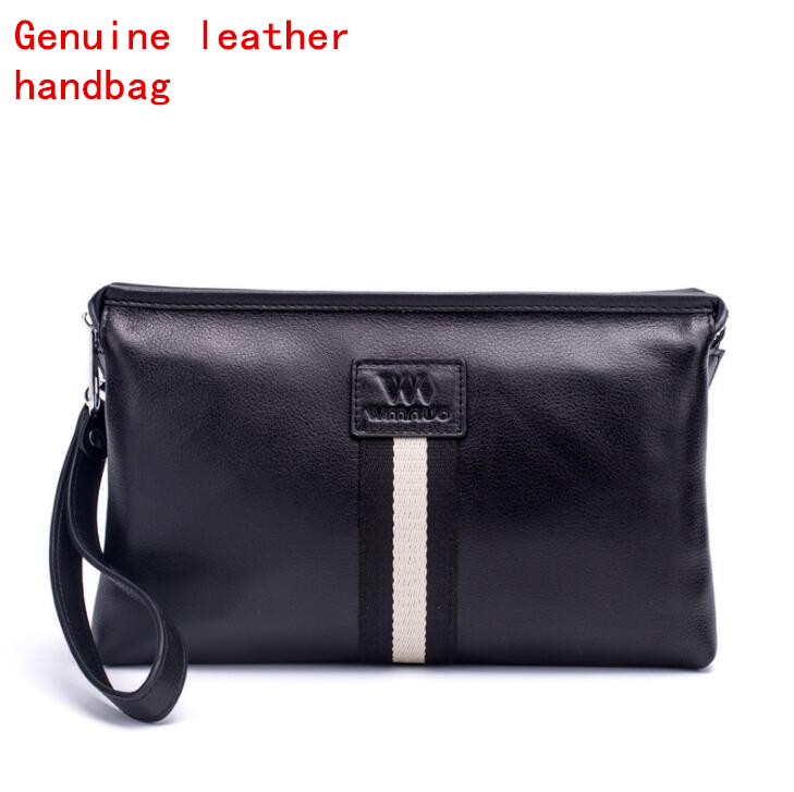

Factory own brand men bag multi-functional leather men storage wallet casual leather goods clutch bag fashion striped leather mens wallet, Black