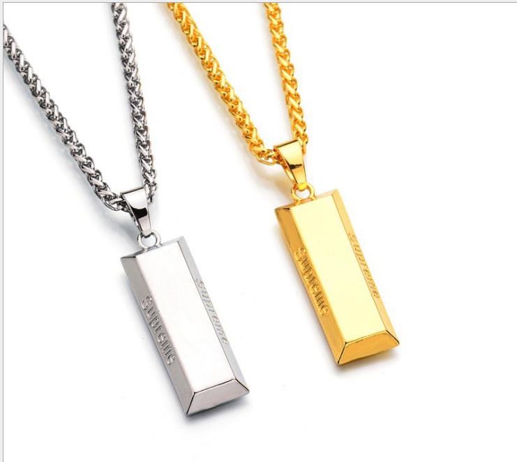 Mens Geometric Necklaces 18k Gold Plated Fashion street Jewelry Long 29.5inch Chains Punk Rock Micro Men Bullion Pendant Necklace Best Gift