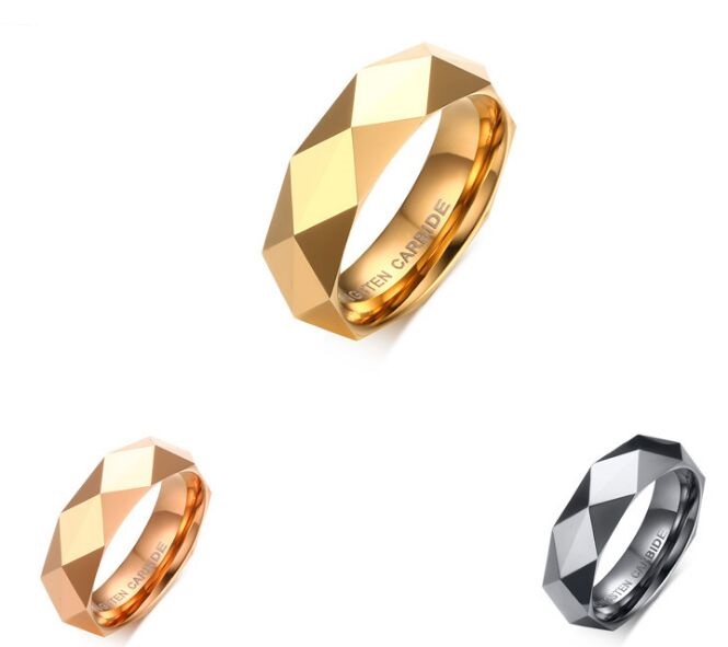 

Wedding Ring 8mm Rose Gold/gold faceted Mens Tungsten Carbide Weeding Band Ring for Man And Woman