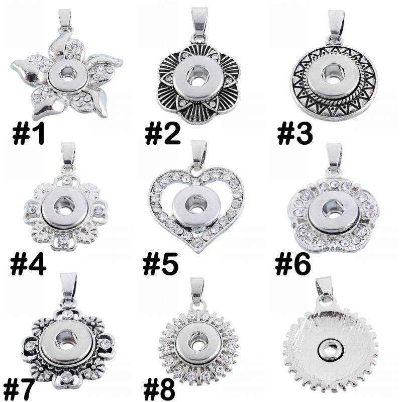 

Favourite Colors Metal 12mm Ginger Snap Button Pendants Necklace With Crystal Jewelry Interchangeable Jewerly 8 Styles For Choices