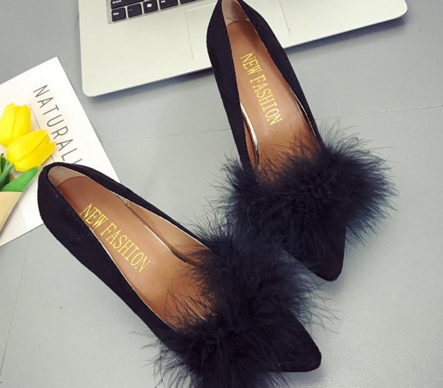 

Free send Female autumn 2018 new style Korean pointed end Shallow mouth single shoes Fine heel high heel shoes, Khaki