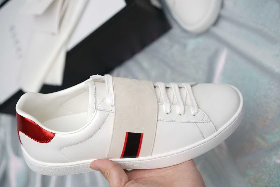 

2020 Top Quality ACE Designer G Kids Shoes White Black Sports Stripe Genuine Leather Web Sneaker Luxury Boy Girls Casual Shoes