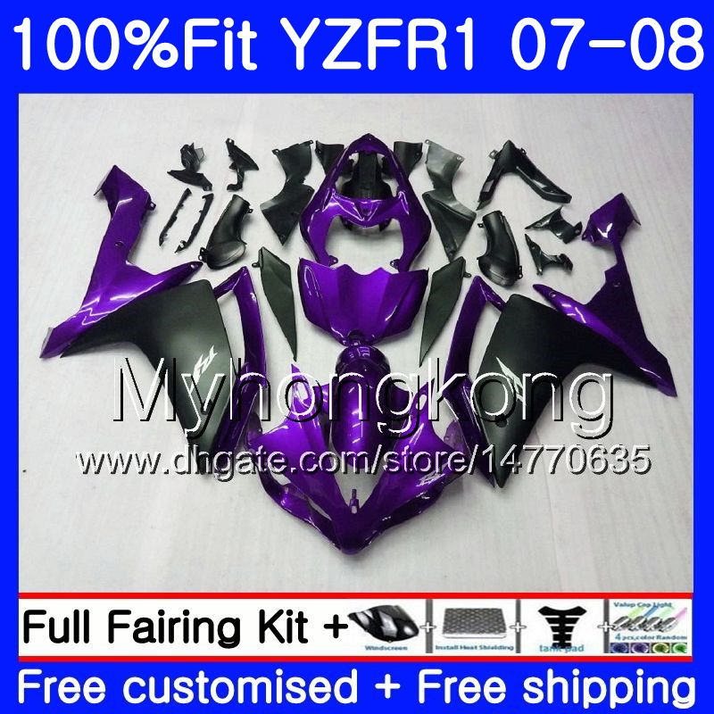 

Injection Body For YAMAHA YZF R 1 YZF-1000 YZF-R1 07 08 227HM.35 YZF 1000 YZFR1 Purple black hot 07 08 YZF1000 YZF R1 2007 2008 Fairing Kit, No. 1