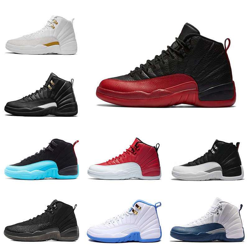 

Cheap 12s mens basketball shoes flu game the master taxi french gamma blue 12 trainers sneakers men sports shoe size 8-13, Black