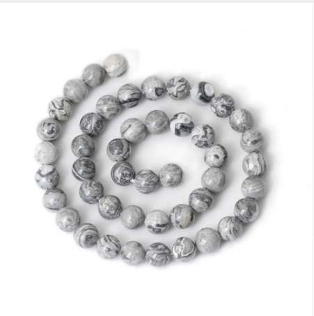 

Wholesale Natural Grey Map Stone Beads For Jewelry Making DIY Bracelet Material Necklace 6mm 8mm Strand 15.5''