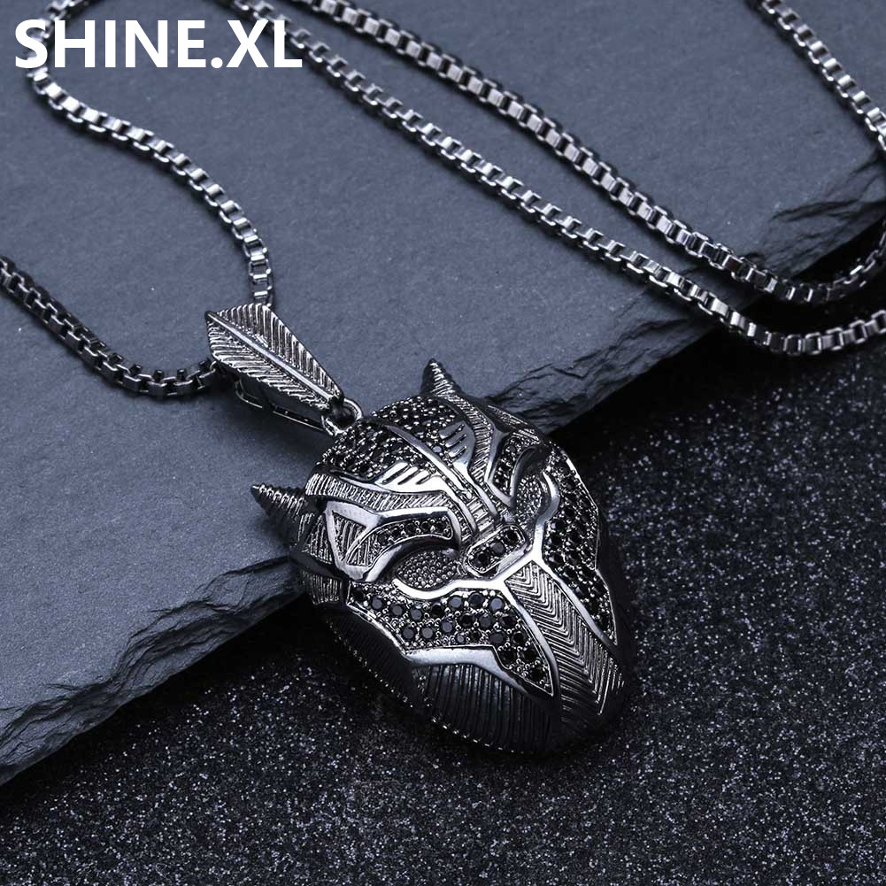 Collier avec pendentif de dessin animé noir glacé, en Zircon Micro pavé, élément foncé, masque, chaîne à breloques, bijoux Hip Hop, nouvelle mode