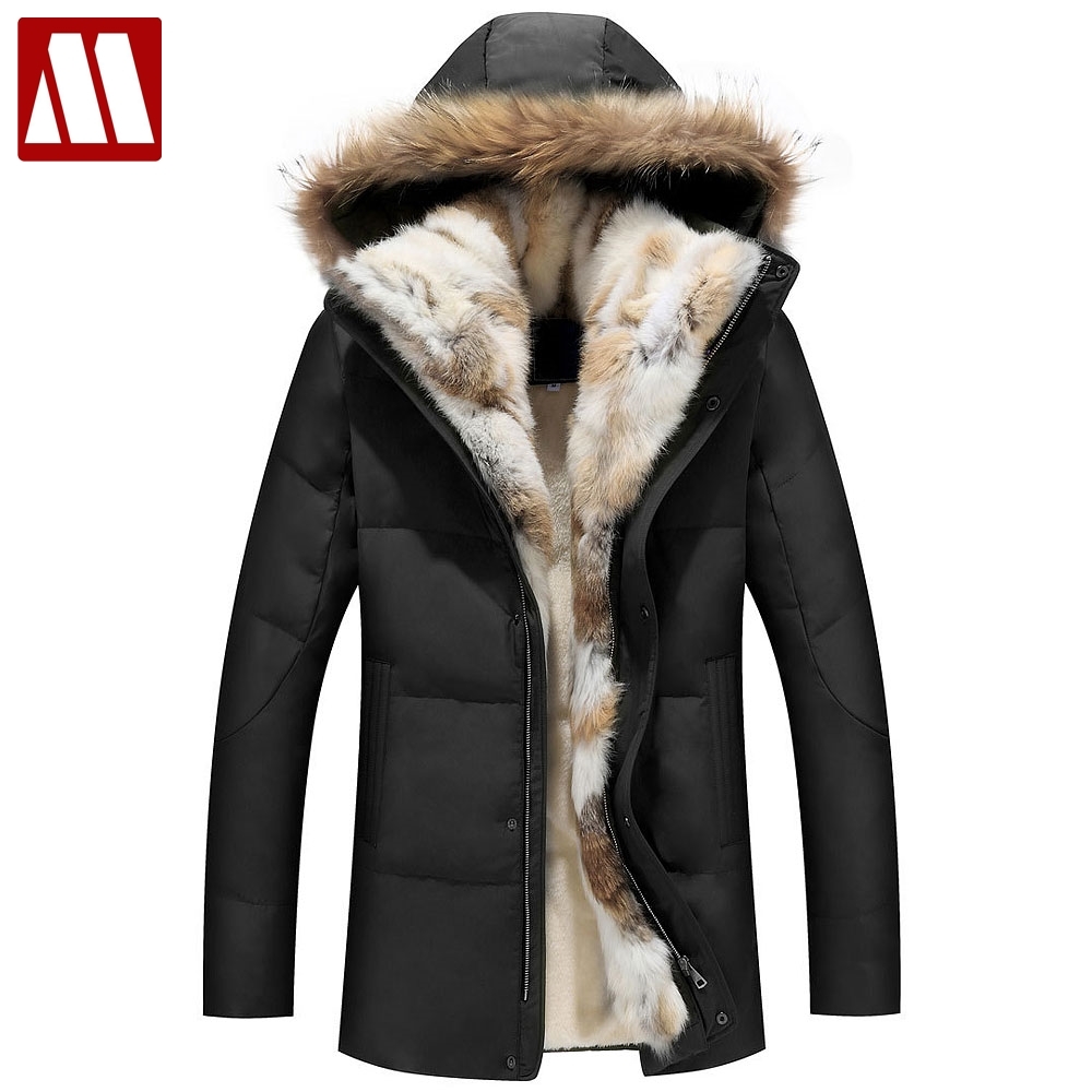 2018 Winter Unisex Down Jackets Detachable Fur collar Hooded Coat Warm Outwear Real Rabbit Raccoon Hood Women Men Thick Coats Y181101