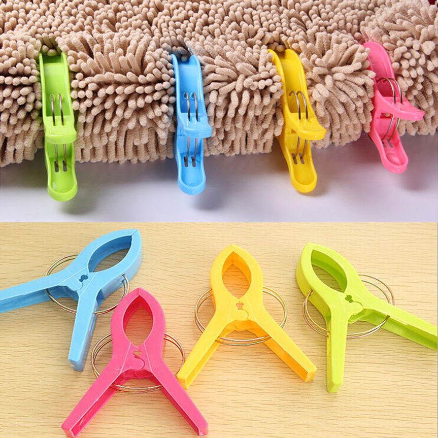 4 Stücke Große Helle Farbe Kunststoff Strandtuch Pegs Clips zu Sunbed Tools NEU
