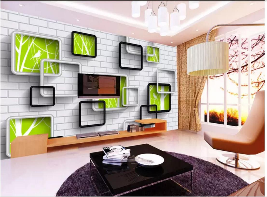 Custom 3d photo wall murals wallpaper 3D cube box love bird TV background wall Home Interior Decor murals wallpapers for walls 3d-image-421115504