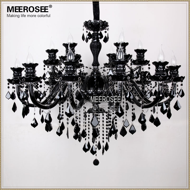 

Luxury Large Black Glass Chandelier Light Premium Quality Crystal Lustres Lamp for Pendant With 18 Arms MD1003