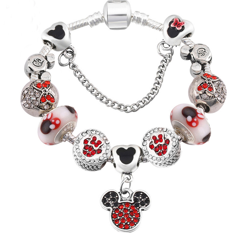 

Fashion Alloy Beads DIY Bracelet for Women's Pandora Style Cartoon Bead Bracelet Jewelry, Black