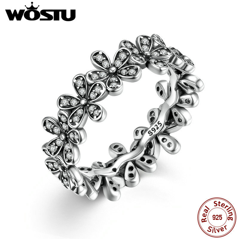 High Quality 100% 925 Sterling Silver Dazzling Daisy Meadow Stackable Ring For Women Luxury Original Jewelry Gift FB7122 D18111306