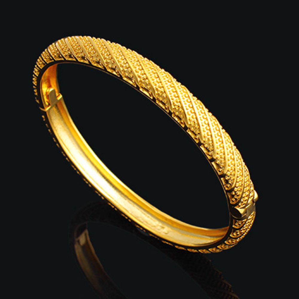 Simple Style Womens Bangle 18k Yellow Gold Filled Fashion Lady's Open Bangle Bracelet Gift Accessories Daily Wear-image-413665999