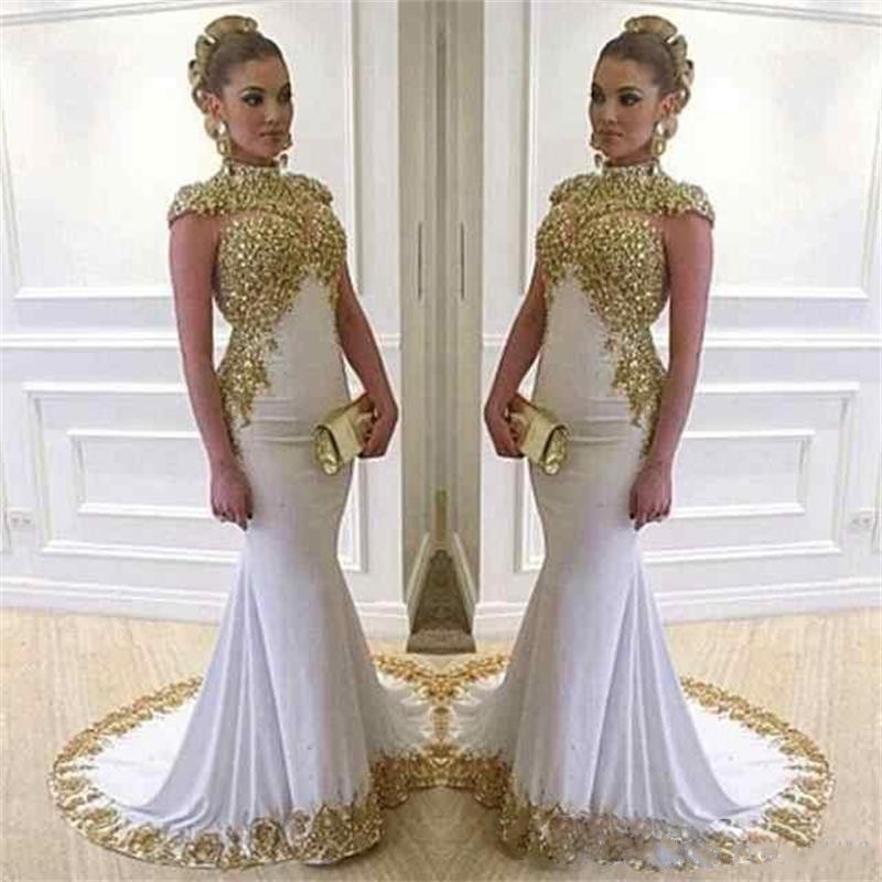 

Vestidos Arabic Mermaid Evening Dresses 2018 Dubai High Neck Cap Sleeves Gold Lace Appliques Beads Plus Size Formal Party Dress Prom Gowns, Burgundy