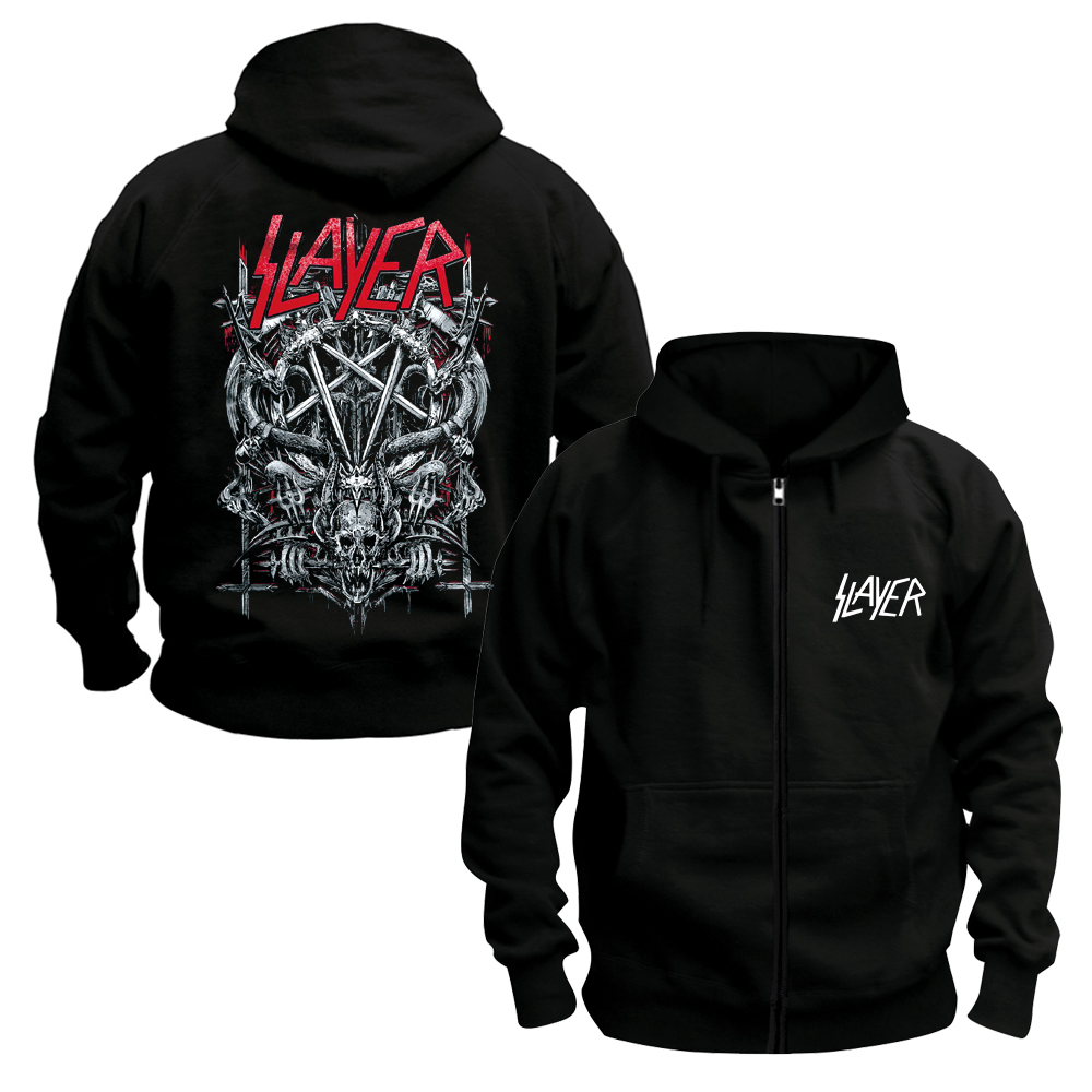 

Free shipping Slayer Metal four giant Evil Crest punk Heavy metal hoodie, Black