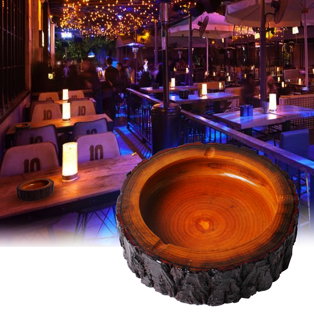 

Round Original Wooden Cigarette Ashtray 6.3 Inch Unique Handmade Cigarette Ashtray with 3 Grooves for Indoor or Outdoor Use