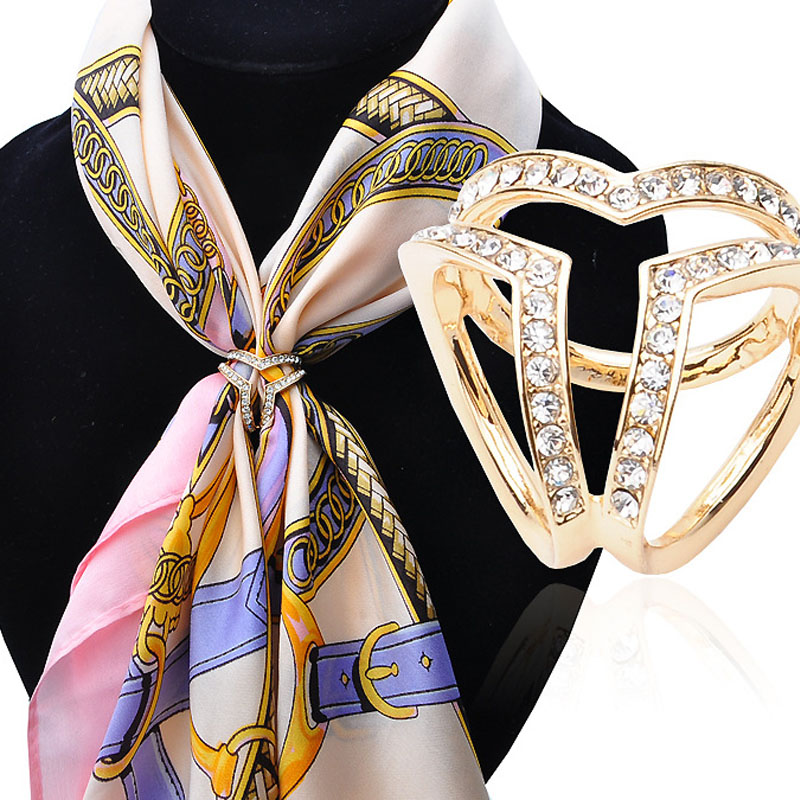 

UALGL Fashion Crystal Scarf Brooch Channel Brooch Scarf Clips Lapel Pins Brooches For Women Clothing Decoration Elegant Jewelry, Gray