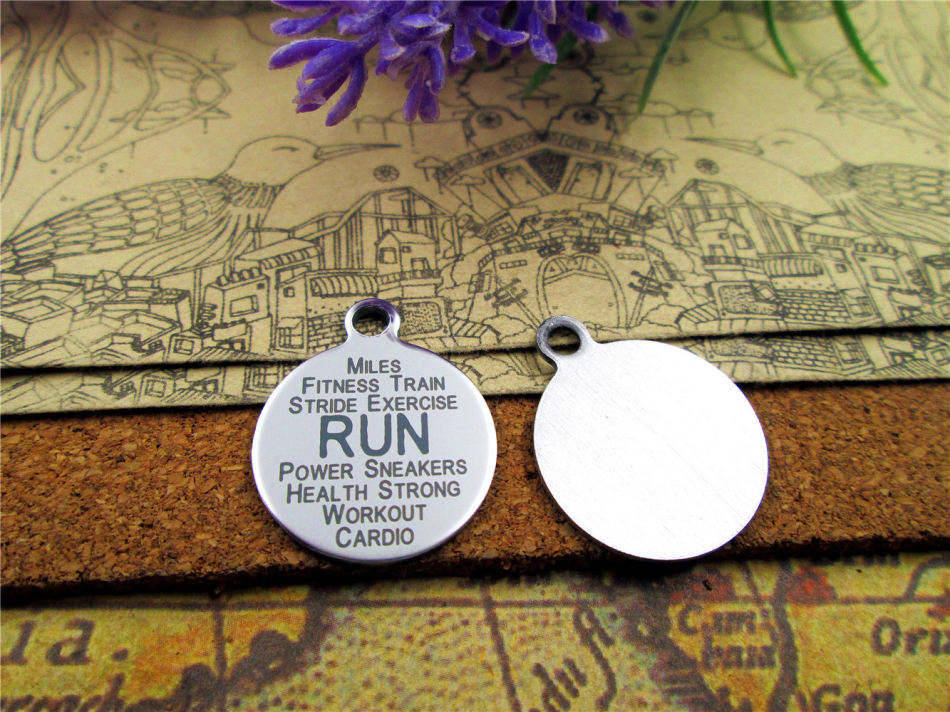 Breloques «RUN» en acier inoxydable, 40 pièces, plus de style pour choisir des pendentifs pour collier, breloques à faire soi-même