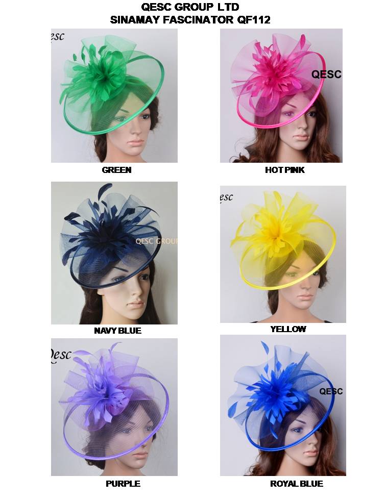 

New colour.Hot Crin sinamay Fascinator with feather flowers for Melbourne cup,Wedding,Races,Kentucky Derby, White