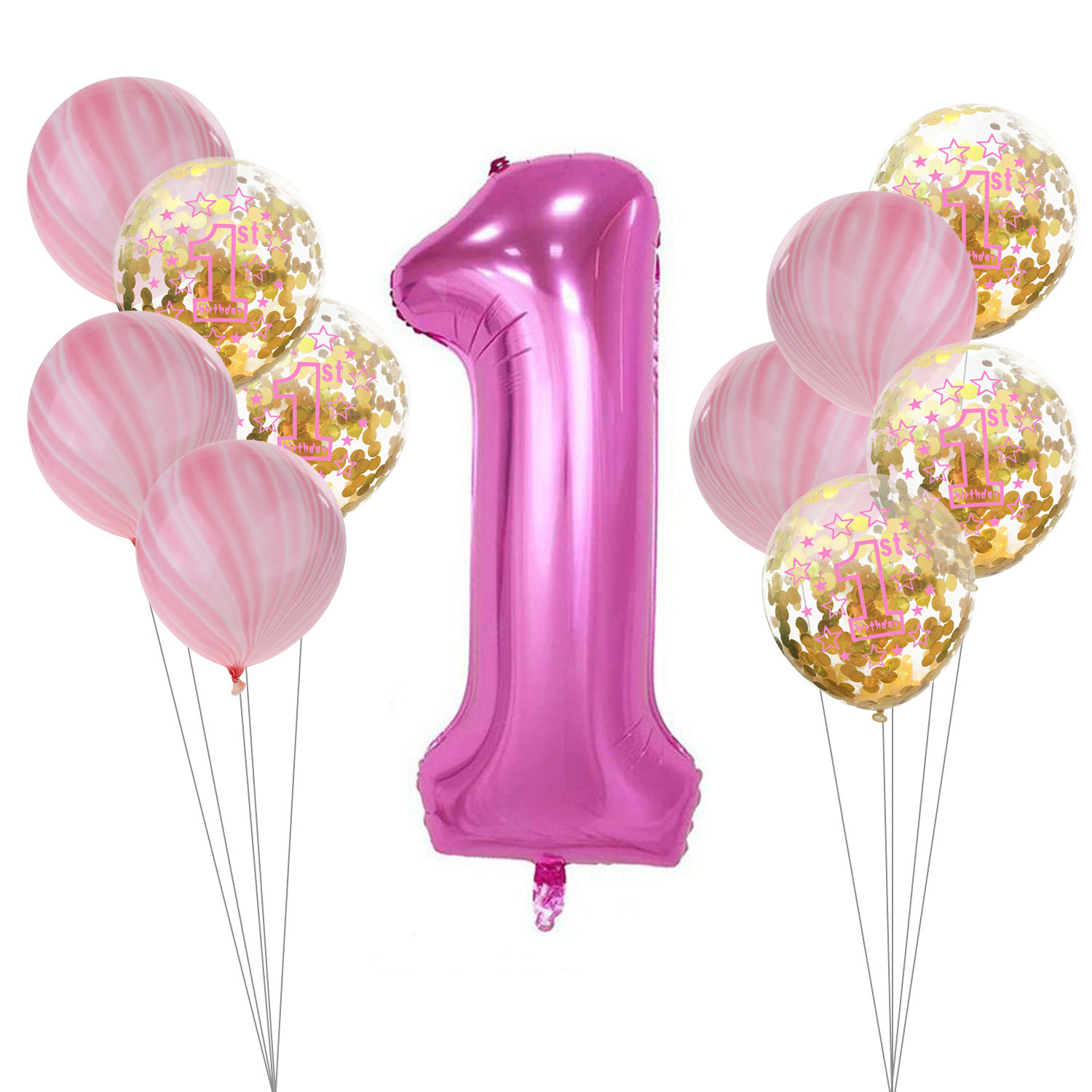 One Year Old 1st Birthday Balloonsgirl Baby First Birthday