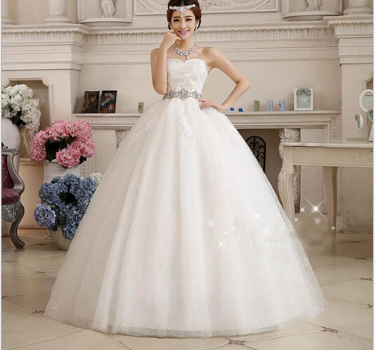 

2018 New Spring And Summer The Bride Wedding Dress For Pregnant High Waist Lace Korean Style Bride Dress With Bow, White
