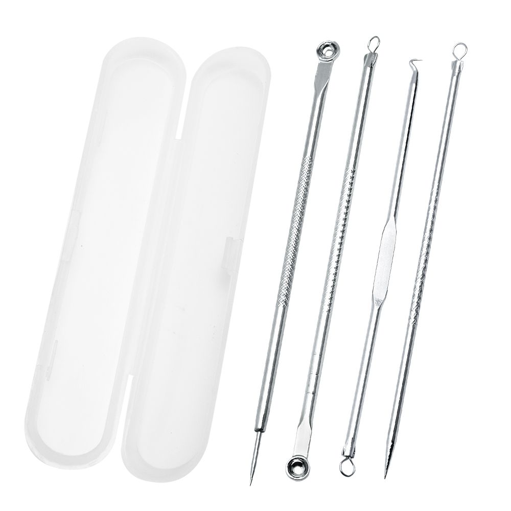 

High Quality Blackhead Remover Tool Kit 4 Pcs Blackhead Whitehead Blemish Acne Removal Tool Antibacterial Coating Handle