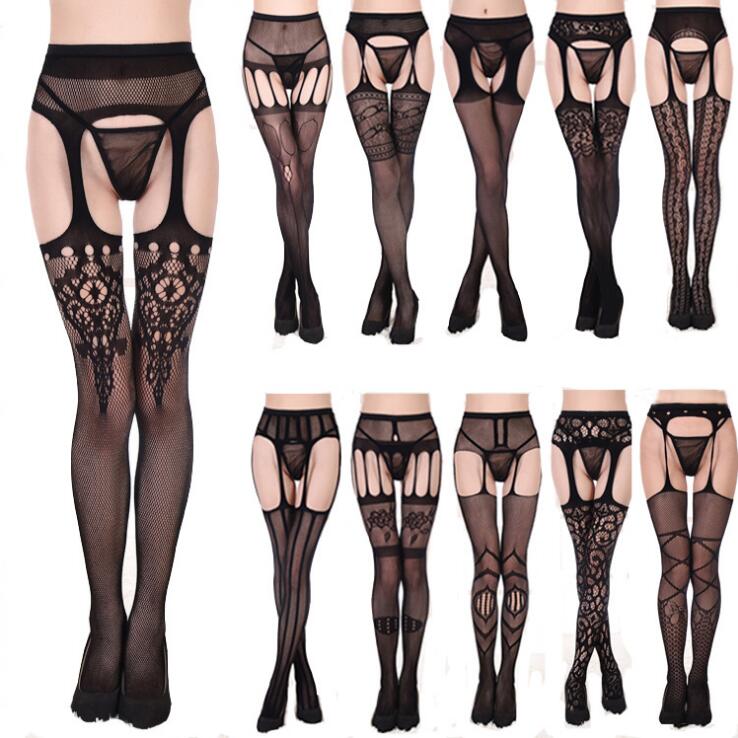 

2018 Hollow Out Tights Lace Sexy Stockings Female Thigh High Fishnet Embroidery Transparent Pantyhose Women Black Hosiery, Ivory