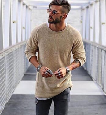 2018 nouveau pull de couleur unie pour hommes o-cou à manches longues pull de mode décontractée
