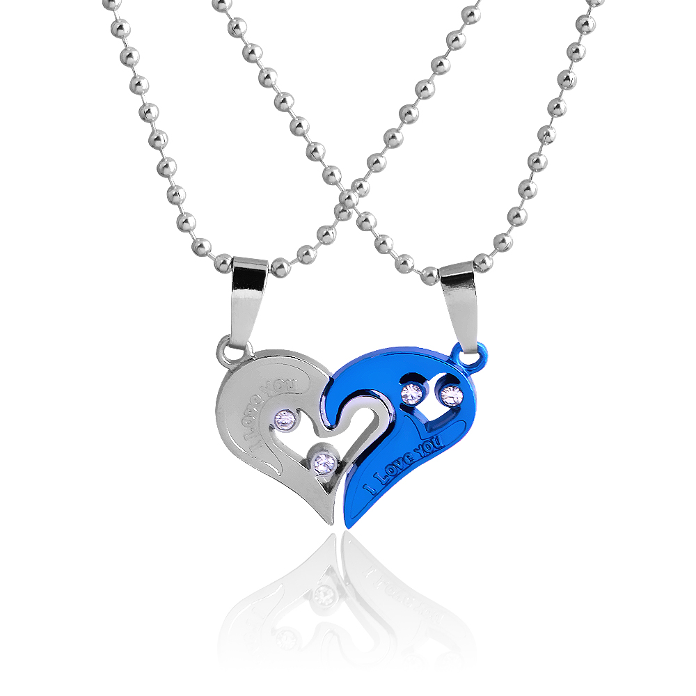 Hombre Mujer Parejas Acero Inoxidable Colgante De Corazón Rompecabezas amor collar conjunto 2 un