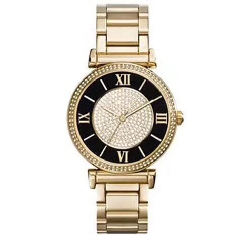 

Women's Fashion Casual Quartz Watch: Gold M-3338 Diamond Three Pin Waterproof Watch, High Quality Wholesale and Retail + Free Shipping
