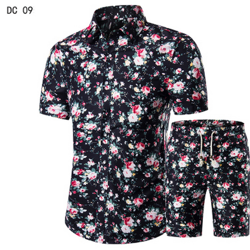 Nouveau costume de mode 2018, chemise masculine + short marque décontractée d'été pour hommes
