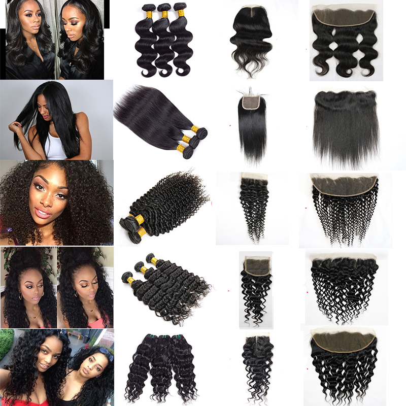 

30 32 Inches Human Remy Hair Bundles With Lace Frontal Closure Straight Body Deep Water Loose Wave Jerry Kinky Curly Brazilian Virgin 3 4 Weave Weft Extension 10A Grade, Straight hair