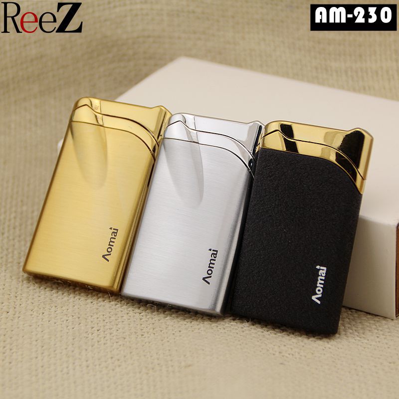

New Arrival Genuine Aomai Compact Jet Butane Lighter Torch Pipe Bevel Straight Metal Lighter Can Custom Logo