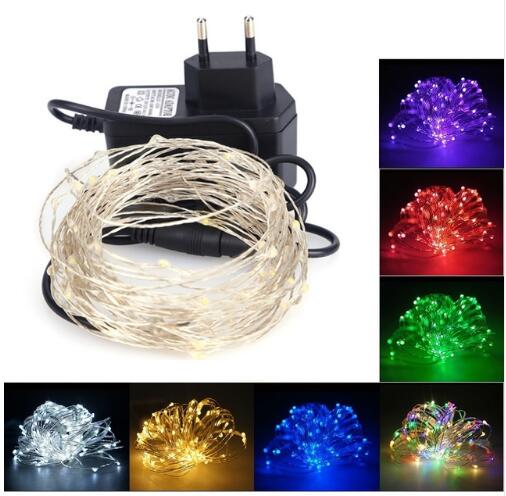 

10M 100 LED String Light Copper Wire Fairy Light Christmas New Year Wedding Decoration Lamp with 12V 1A Power Adapter EU US Plug