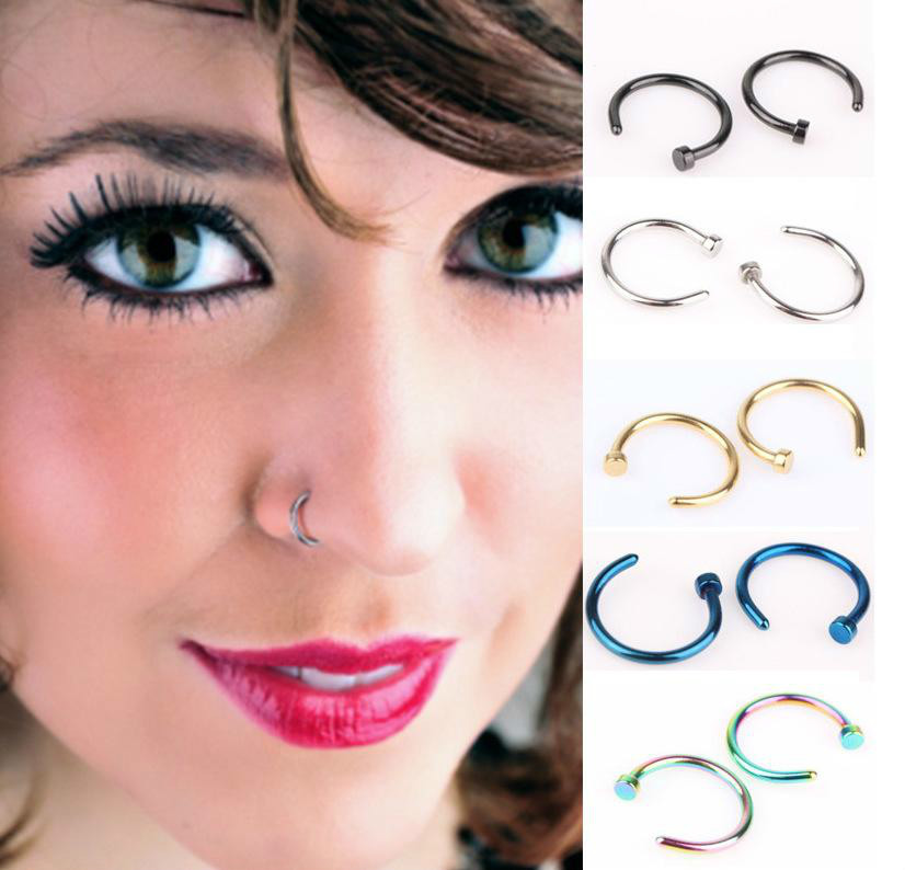 

Nose Rings Body Piercing Jewelry Fashion Jewelry Stainless Steel Nose Open Hoop Ring Earring Studs Fake Septum Nose Rings Non Piercing Rings