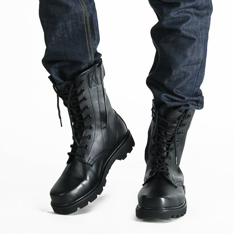 2018 new Spring and summer combat boots leather men's middle single Martin boots security special training shoes