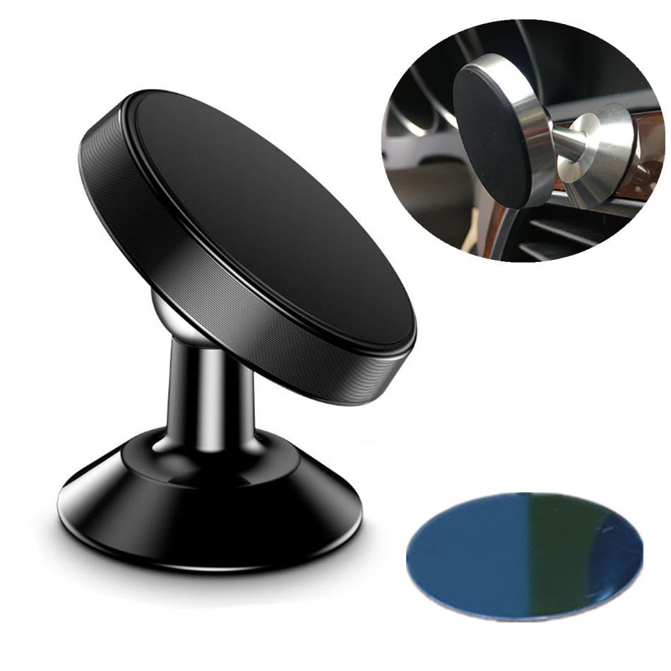 

360° Rotation Strong Magnetic Car Bracket Phone Holder Aluminium Alloy Metal Desktop Magnetic Mount For Samsung iPhone Cellphone, Gold