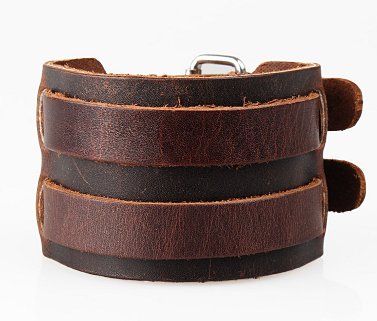 

Men and women popular fashion in Europe and the double buckle leather bracelet bracelet with leather bracelet popular personality act the ro